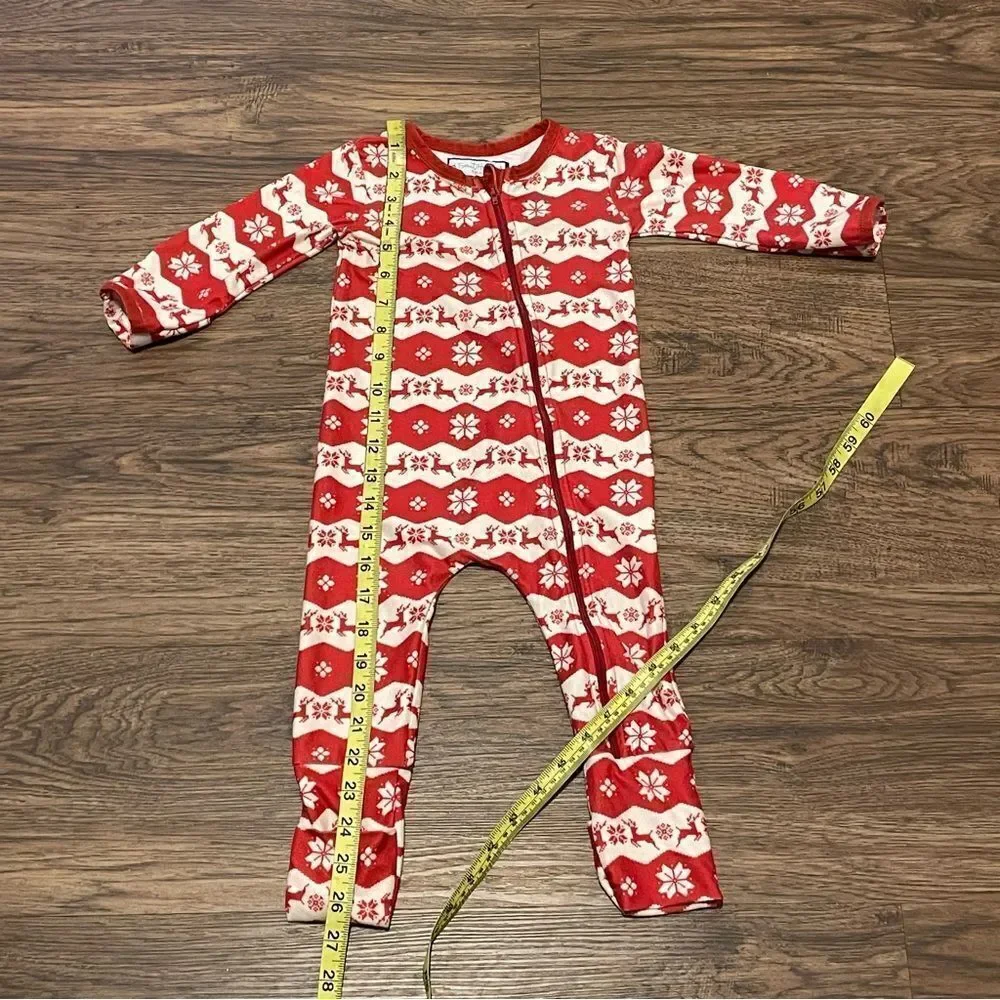 Sweet Honey Christmas Zip Up Onsie Red White Reindeer Size 18 Months